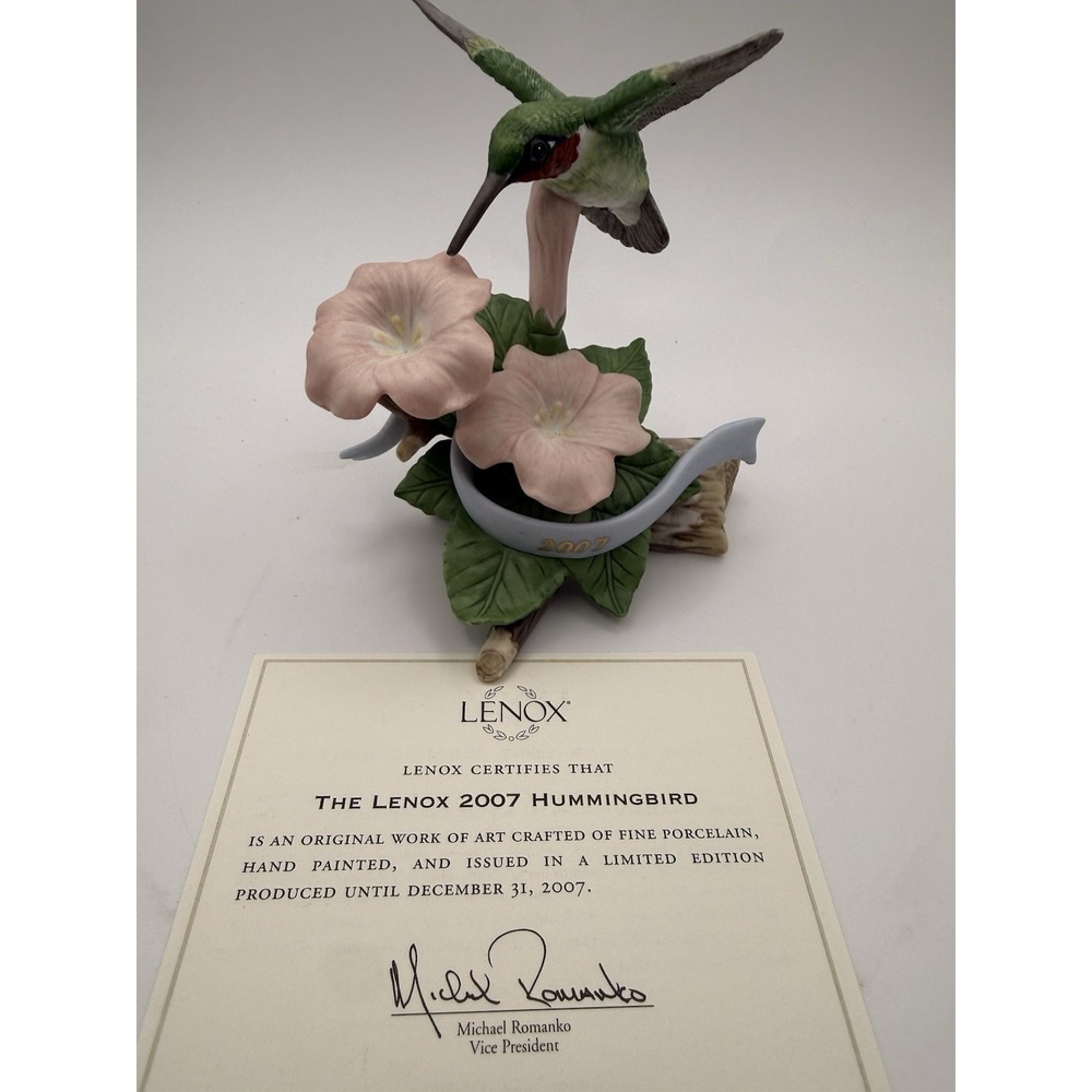 Lenox Hummingbird Bird and Flower Figurine 2007 With COA